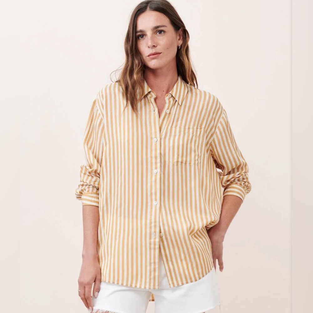 Jenni Kayne Boyfriend Shirt - Mustard Stripe - M